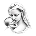 Virgin mary holding baby jesus  tattoo design idea
