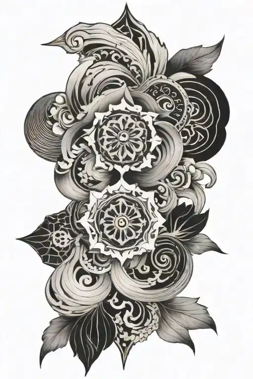 suminagashi symmetrical shape tattoo design idea