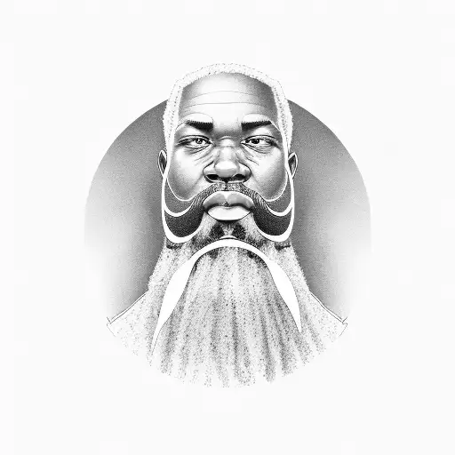 african American grandfather beard tattoo design idea