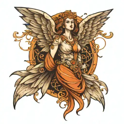 seraphim with wings tattoo design idea