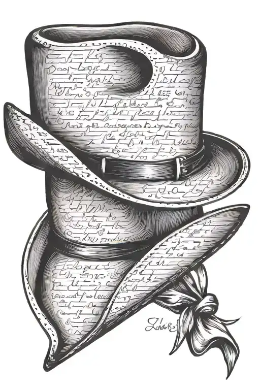 cowboy hat with song lyrics 'Forever and for always'  tattoo design idea