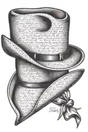 cowboy hat with song lyrics 'Forever and for always'  tattoo design idea