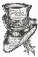 cowboy hat with song lyrics 'Forever and for always'  tattoo design idea