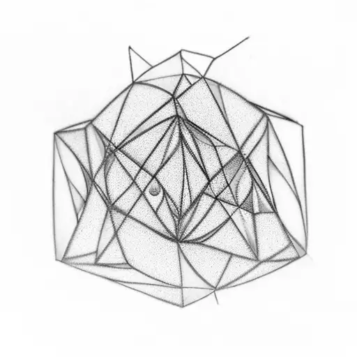 colorful 3d projection of tesseract cube with thin lines  tattoo design idea