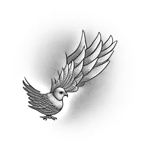 A golden fan. a key, a dove and a broom tattoo design idea