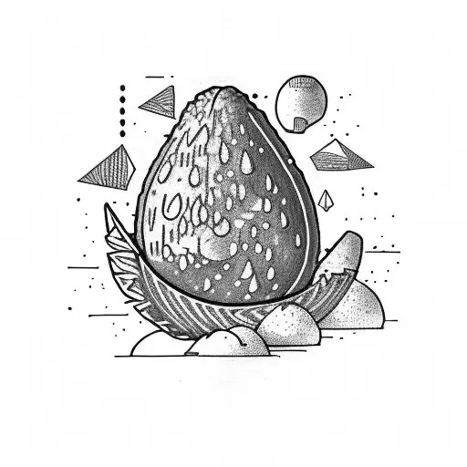 avocado, a house, and a stream tattoo design idea