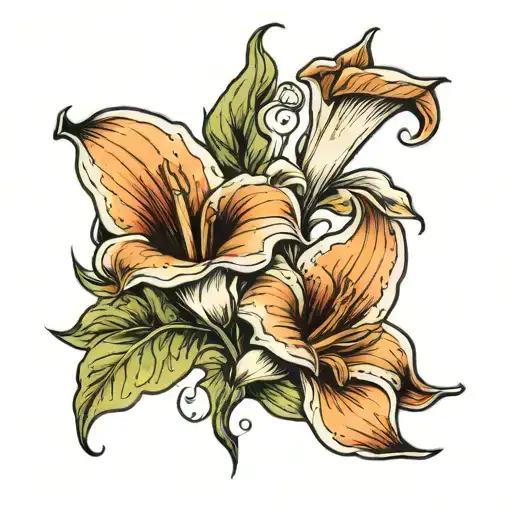 lily and calla lily tattoo design idea