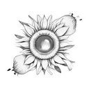 Half a sunflower with a speaker placed on a puzzle piece tattoo design idea