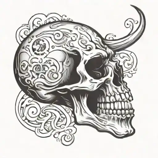 bore skull facing slightly left tattoo design idea