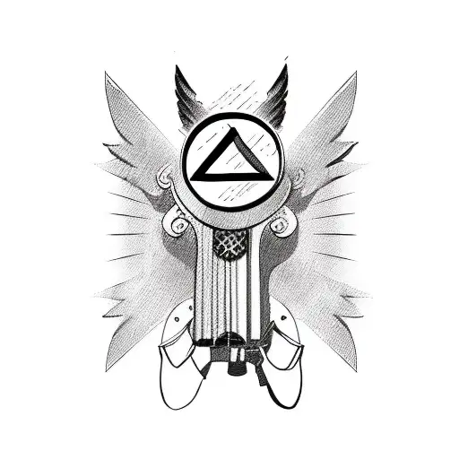 acoustic guitar, cross, cowboy hat, angel wings  tattoo design idea