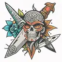 knife cute flash tattoo design idea