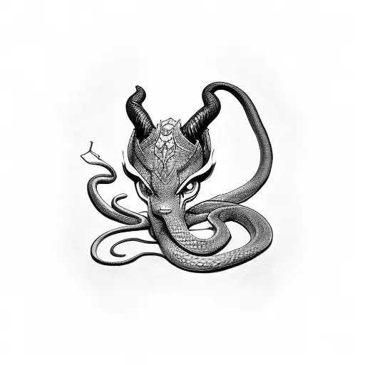 maleficent sorrounded byblarge snake tattoo design idea