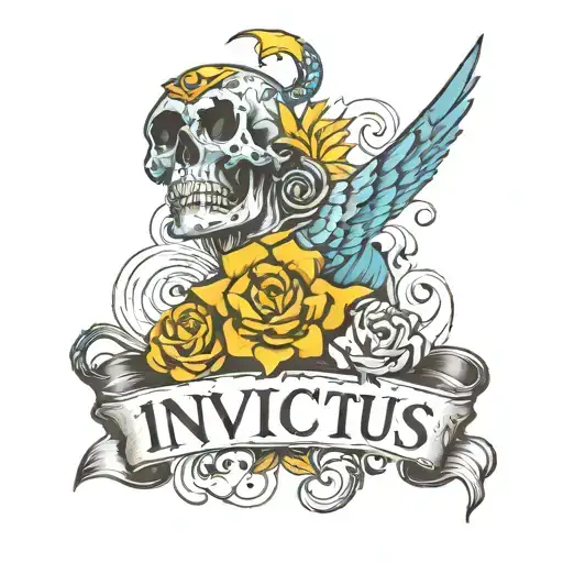 Invictus text tattoo design idea