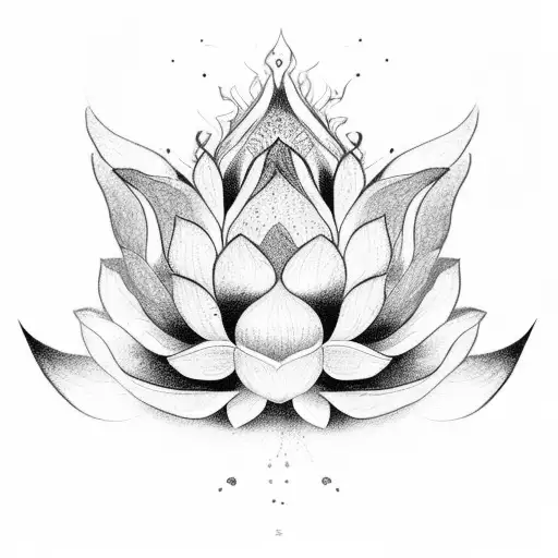 lotus flower with chinese red dragon tattoo design idea