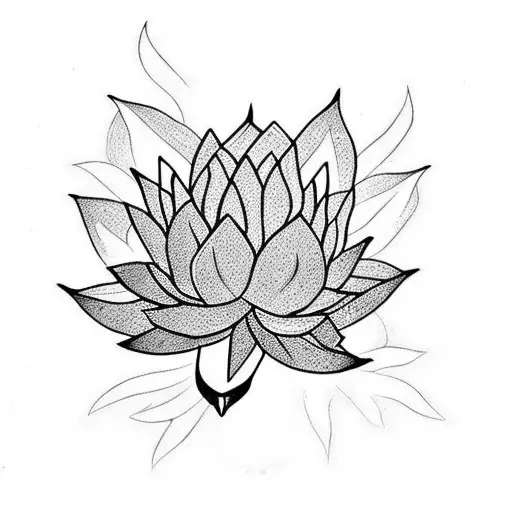 lotus flower with chinese red dragon tattoo design idea