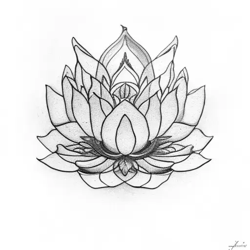 lotus flower with chinese red dragon tattoo design idea