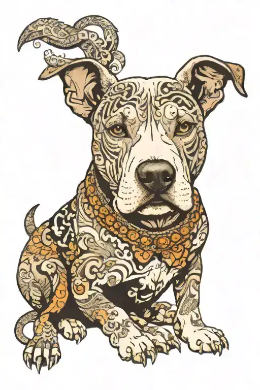 pitbull with cropped ears and shiva tattoo design idea