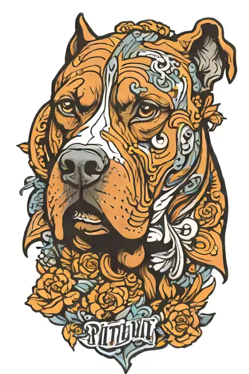 large pitbull with short ears tattoo design idea