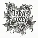a small tattoo on the lower part of my back in a small font with the words Lara, Zoe, Ozzy, Soof with hearts  tattoo design idea