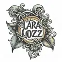 a small tattoo on the lower part of my back in a small font with the words Lara, Zoe, Ozzy, Soof with hearts  tattoo design idea