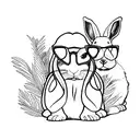 rabbit wearing sunglasses tattoo design idea