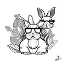 rabbit wearing sunglasses tattoo design idea