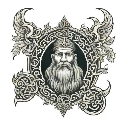 algiz, tiwaz, ansuz viking style tattoo design idea