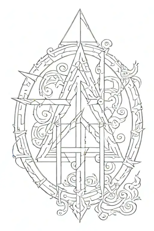 algiz rune, tiwaz rune and ansuz rune style tattoo tattoo design idea