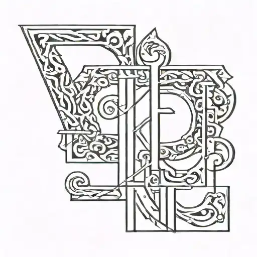 algiz, tiwaz, ansuz style letter tattoo design idea