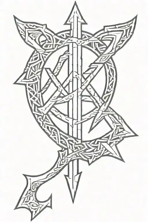 algiz rune, tiwaz rune and ansuz rune style tattoo tattoo design idea