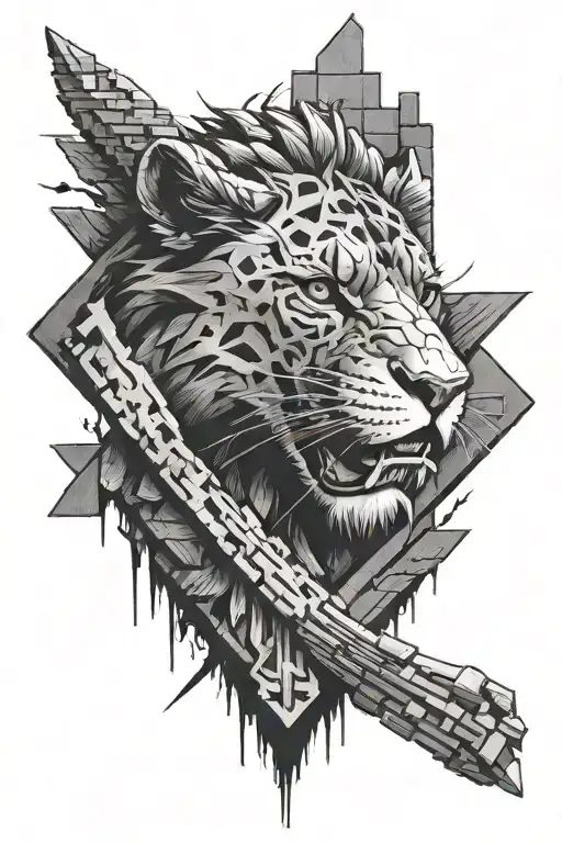 McLaren speedmark, final fantasy 7 meteor, lion breaking through brick wall, the last of us firefly logo, black and whit tattoo design idea