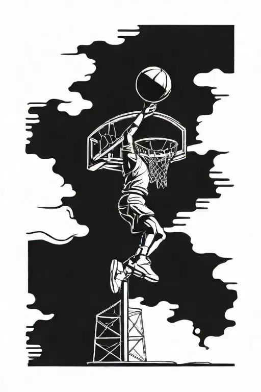 basketball hoop, Rugby posts, wakeboard handle and wakeboard tattoo design idea