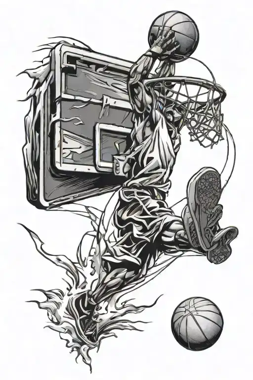 basketball hoop, Rugby posts, wakeboard handle and wakeboard tattoo design idea