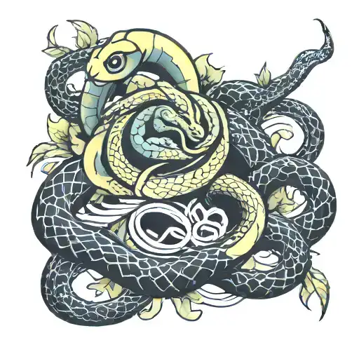 money with snake and hatred tattoo design idea