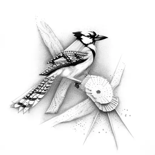 bluejay bird freedom tattoo design idea