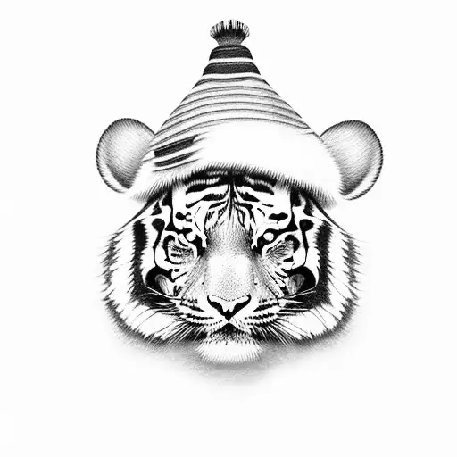 tiger with Japanese hat  tattoo design idea