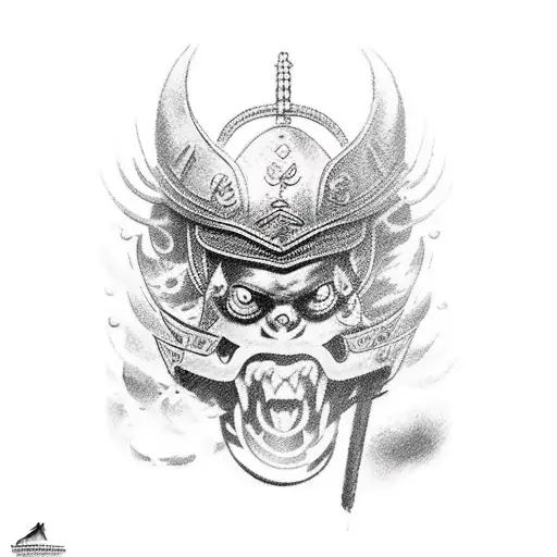 full samuria in battle tattoo design idea