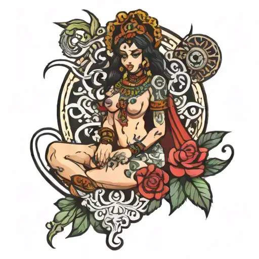 Nude Kali country tattoo design idea