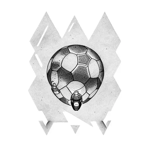 ufo dropping of a human on a soccer field tattoo design idea