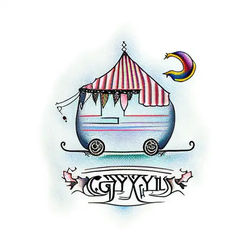 gypsy caravan tattoo design idea