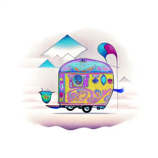gypsy caravan tattoo design idea
