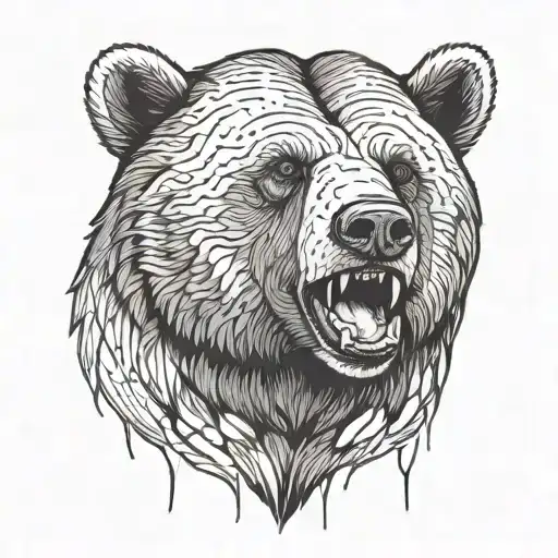 a bear's head with its mouth closed, turned three-quarters tattoo design idea