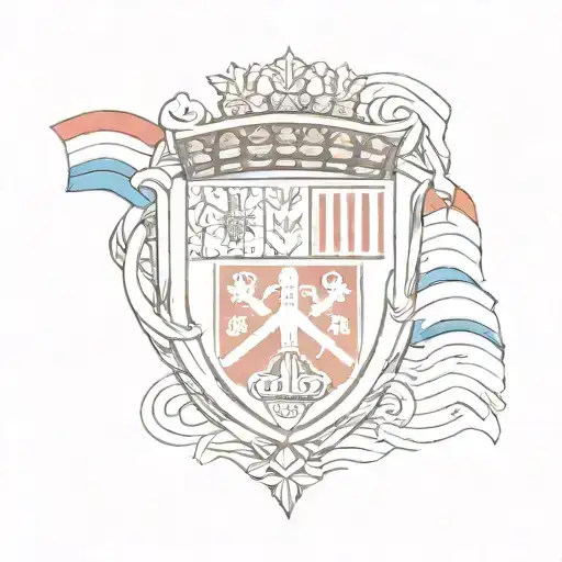 Croatian flag with American flag intertwined within tattoo design idea