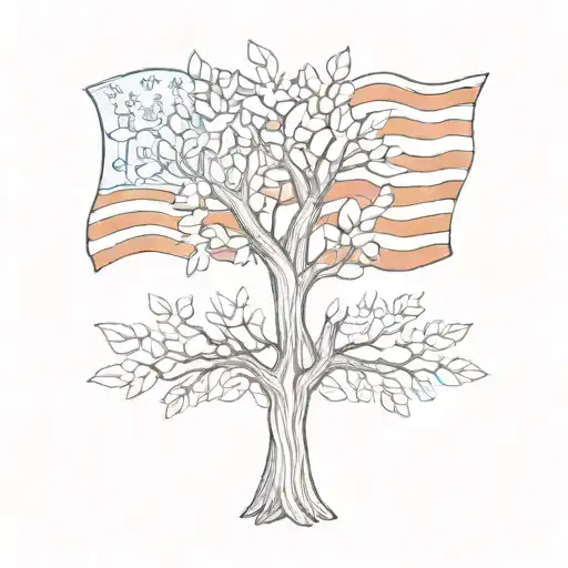 Croatian flag with American flag tree  tattoo design idea
