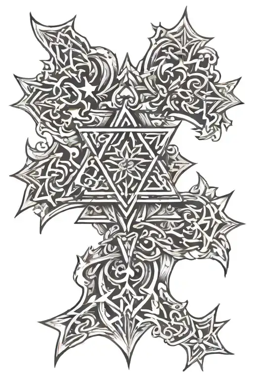 cross and star of david star tattoo design idea
