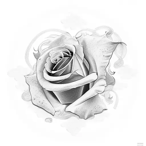 memorial tattoo with portrait roses and clouds tattoo design idea