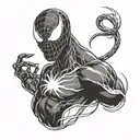 design a tattoo of venom from spider man with the simbyote wrapping around the arm  tattoo design idea