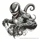 design a tattoo of venom from spider man with the simbyote wrapping around the arm  tattoo design idea