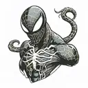 design a tattoo of venom from spider man with the simbyote wrapping around the arm  tattoo design idea
