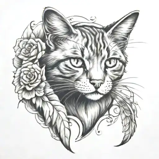 cat memorial piece tattoo design idea